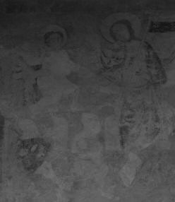 OLEŠKY: detail gotické malby na jižní stěně lodi (foto M. Falta 2018).
